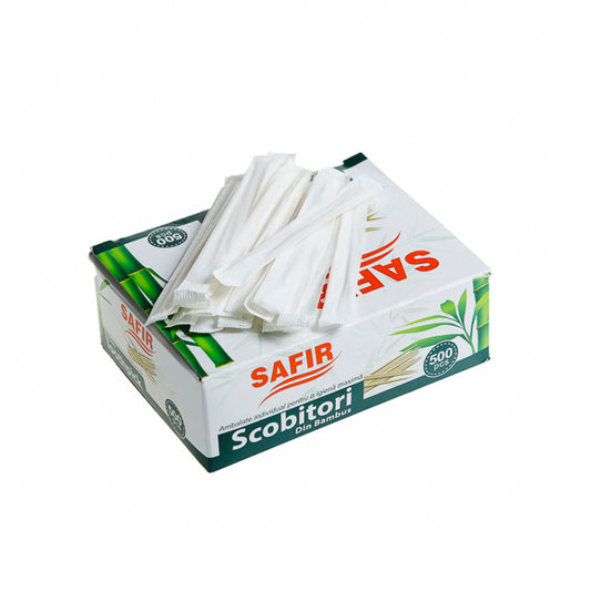 Scobitori SAFIR din bambus, ambalate individual – 500 buc/cutie